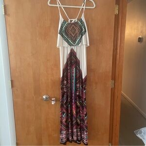 Bohemian Maxi Dress with Geometric Patterns